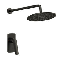 DUSCHARMATUR SFS-1285 Schwarz Matt, Unterputz, 253-mm-Regendusche, 400-mm-Brausearm, Einhebel, Messing, Einbautiefe 45-58 mm - Schwarz, Metall (25.3/15/40cm) - Everstein