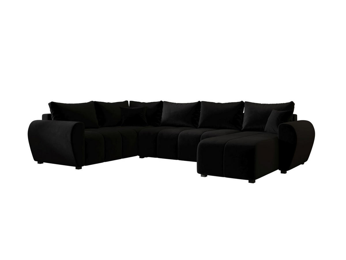 WOHNLANDSCHAFT MOLISA U PLUS Itaka 15 Rechts mit Schlaffunktion - Schwarz, Textil (303/82/208cm) - Bedante
