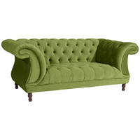 CHESTERFIELD Sofa 2-Sitzer Kaylin Samtvelours oliv - Olivgrün, Kunststoff (200/80/100cm) - 58aufmkessel