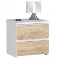 NACHTSCHRANK Weiß, Sonoma Eiche 40x35x40 cm - Eiche Artisan/Weiß, Holzwerkstoff (40/40/35cm) - Akord