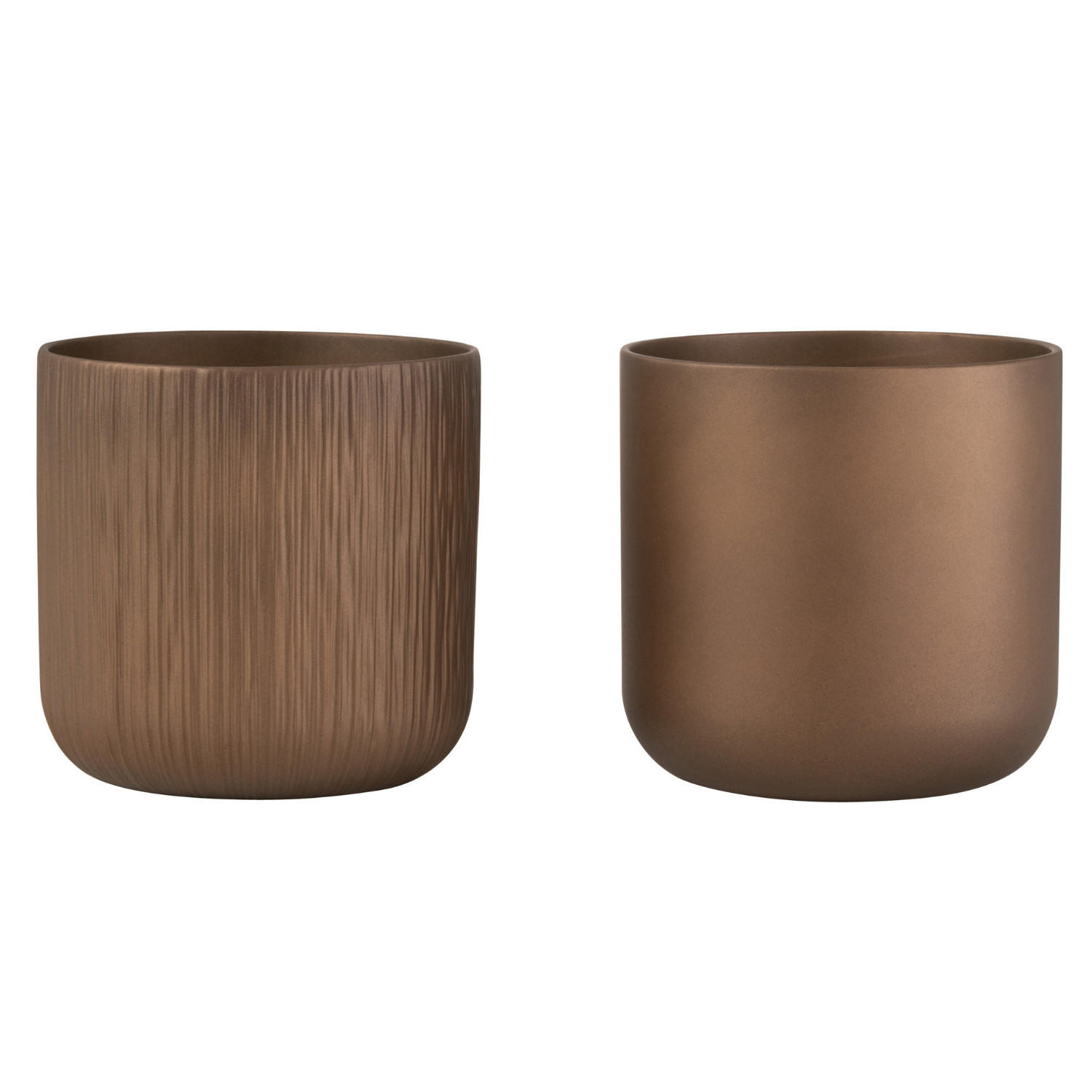 BLUMENTOPF GEN - Keramik - Gold/Kupfer - L - 2er Set - Ø 18,5 cm - Kupferfarben, Keramik (18.5/18cm) - J-Line