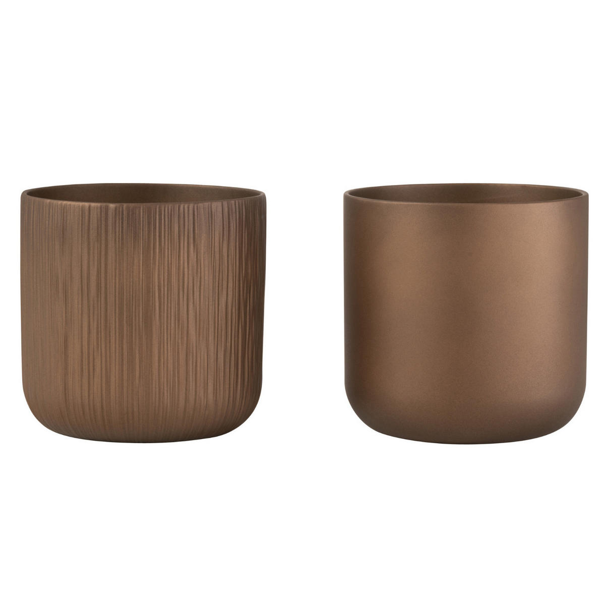 BLUMENTOPF GEN - Keramik - Gold/Kupfer - L - 2er Set - Ø 18,5 cm - Kupferfarben, Keramik (18.5/18cm) - J-Line