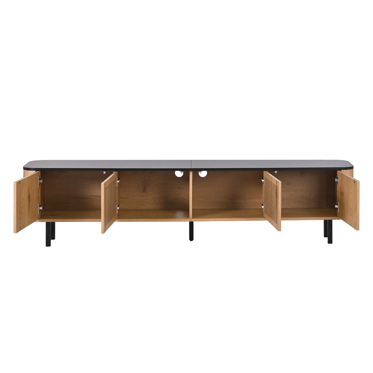 TV-SCHRANK 190/35/45 cm Eiche Schwarz mit Gittertüren und Metallfüßen - Eichefarben, Holzwerkstoff/Metall (190/45/35cm) - Oxeza