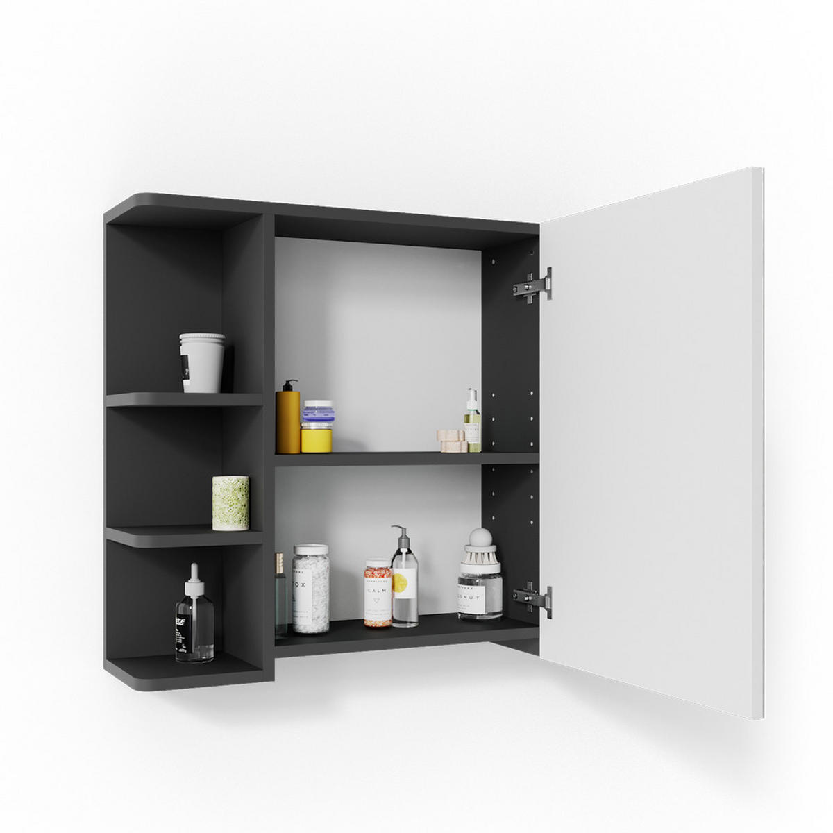 BADSPIEGELSCHRANK Fynn Anthrazit 79.6 x 64 cm - Anthrazit, Holzwerkstoff (79.6/64/21.2cm) - Vicco