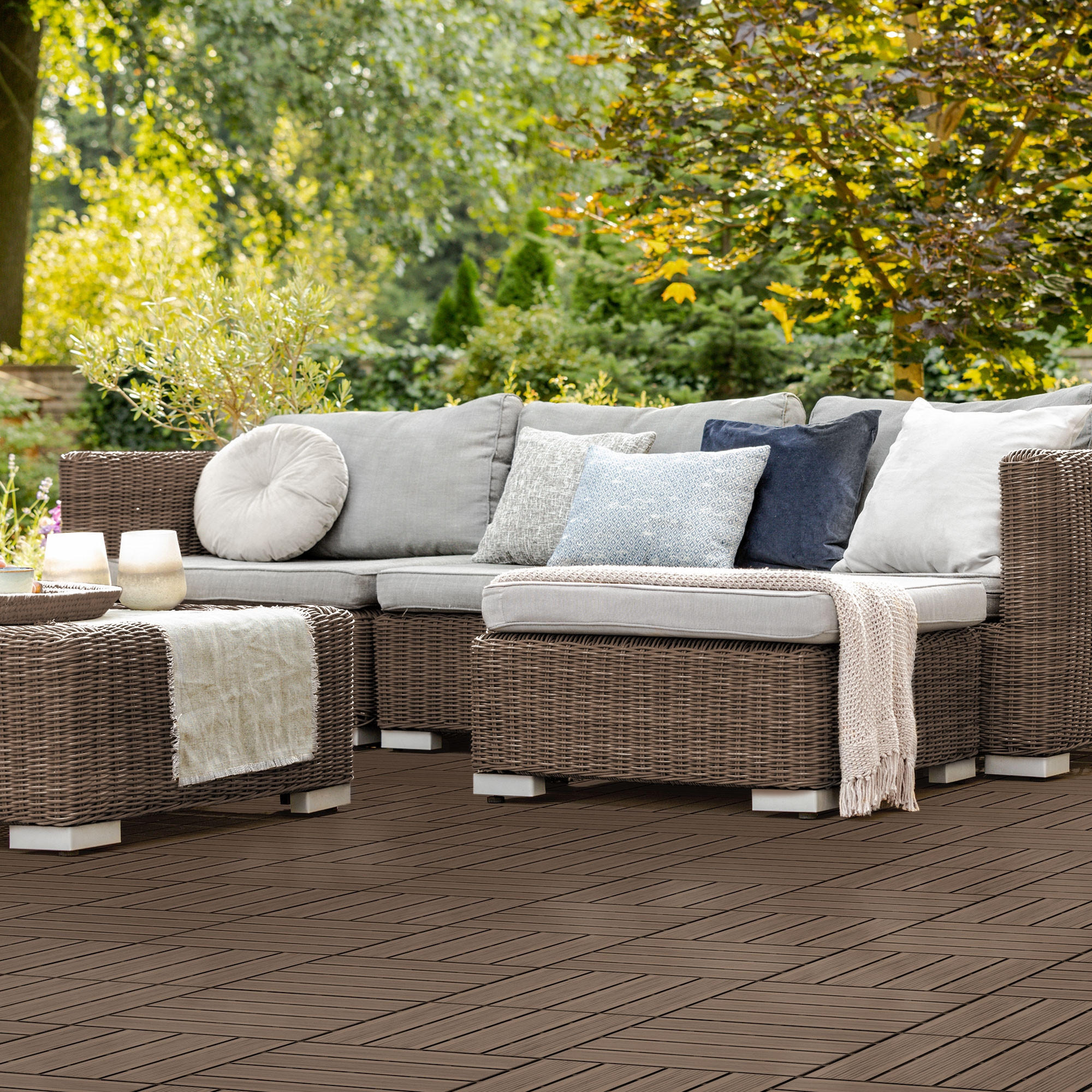 BODENPLATTE 2er Set - Dunkelbraun, Holzwerkstoff (30/30/2cm) - ECD-Germany