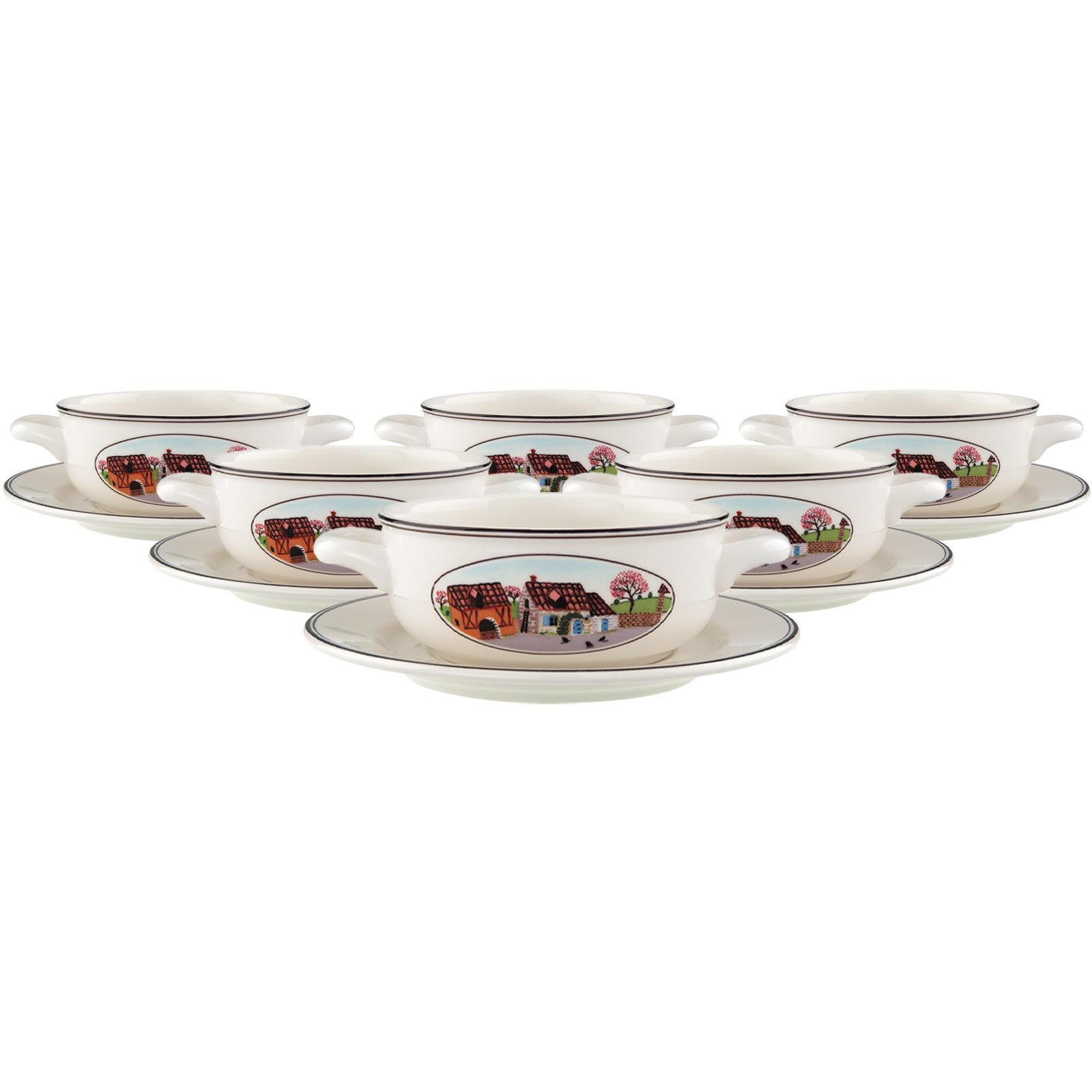 SUPPENTASSEN MIT UNTERTASSEN Design Naif bunt 450 ml 6er Set - Multicolor, Keramik (18.7cm) - Villeroy & Boch