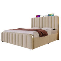 POLSTERBETT mit Leinenbezug 160x200 cm Beige mit 4 Schubladen, USB- und USB-C-Anschluss - Beige, Textil (160/200cm) - IVMEU