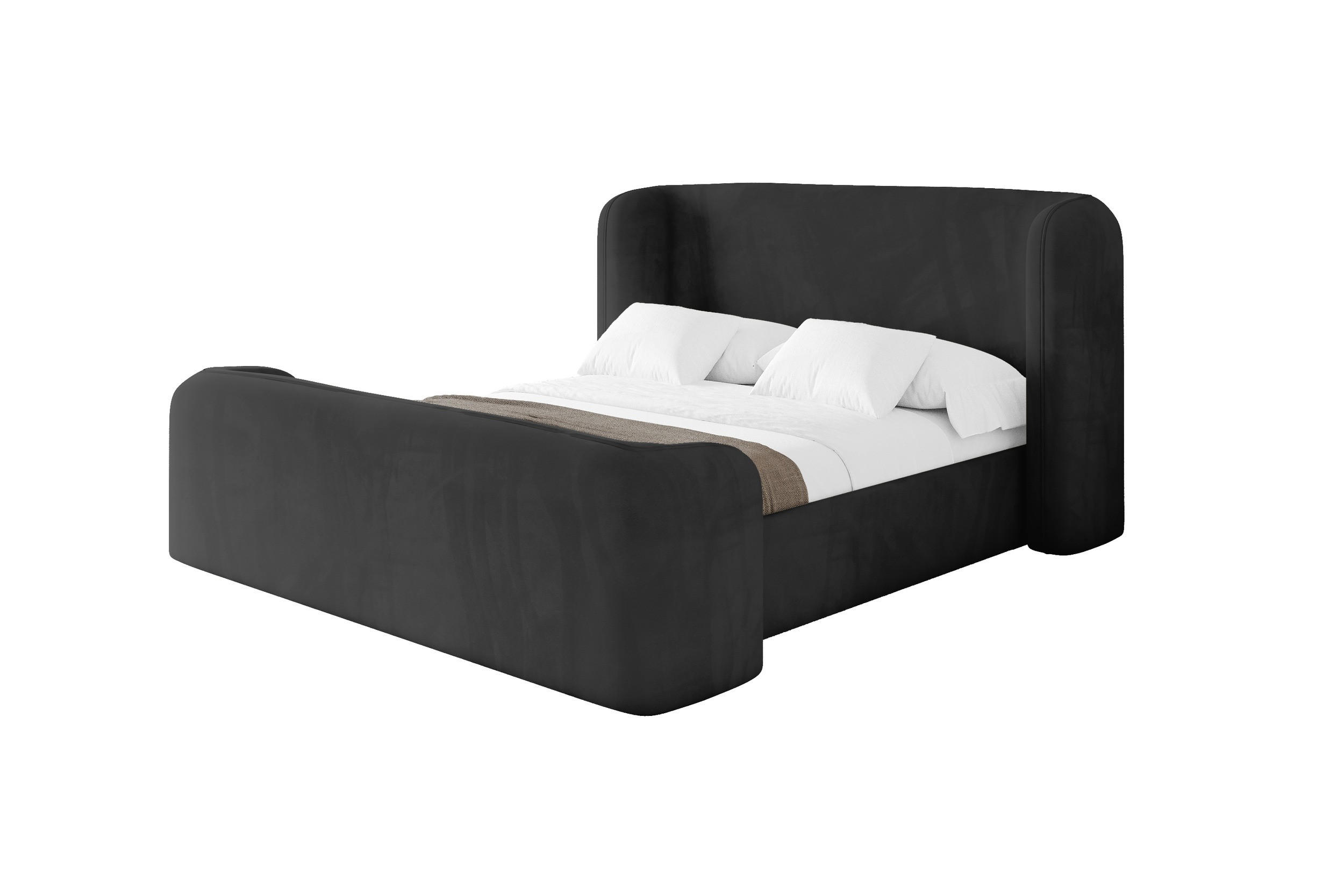 Altdecor Polsterbett Schwarz 160x200 cm