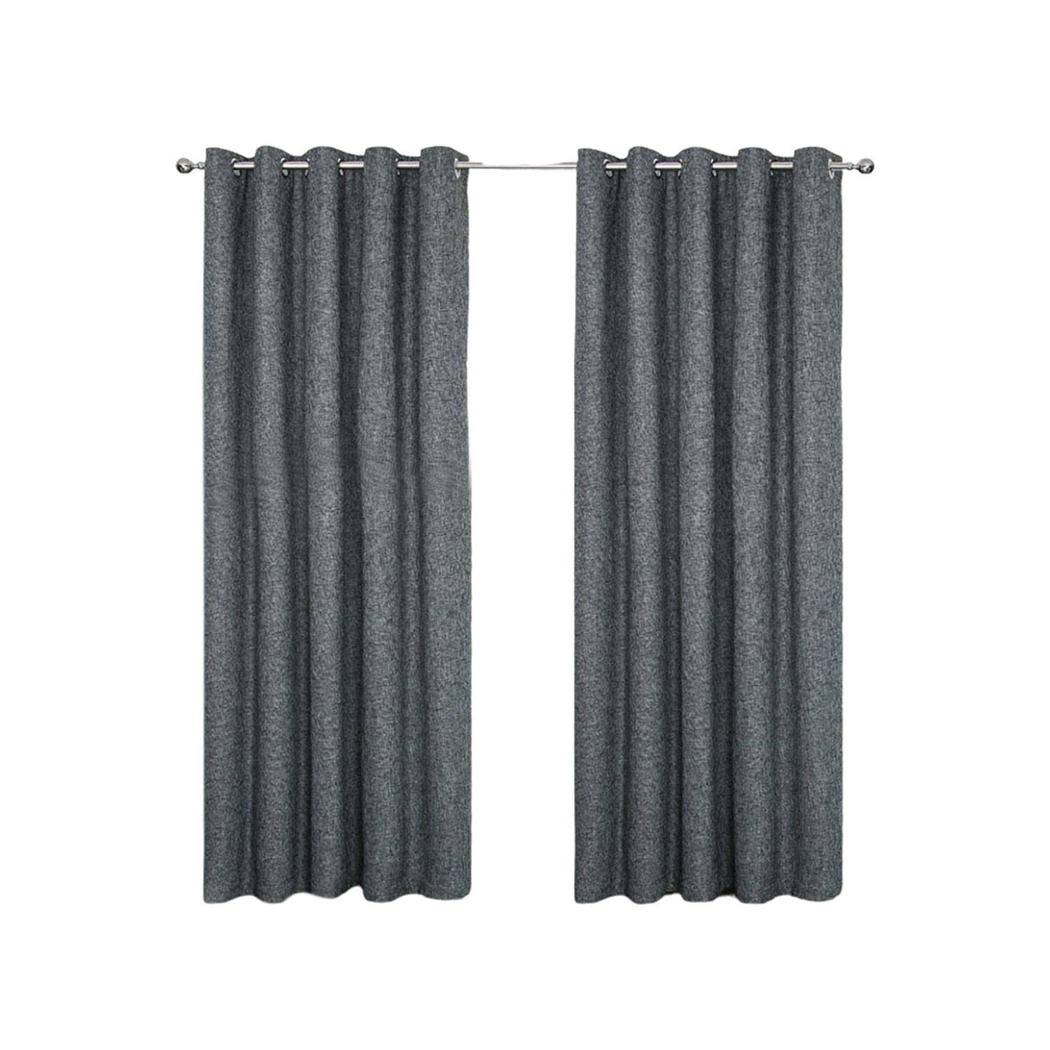 VERDUNKELUNGSVORHÄNGE Bouclé-Stil mit Thermo-Funktion, Ösen 117/137 cm - Dunkelgrau, Textil (117/137cm) - Homescapes