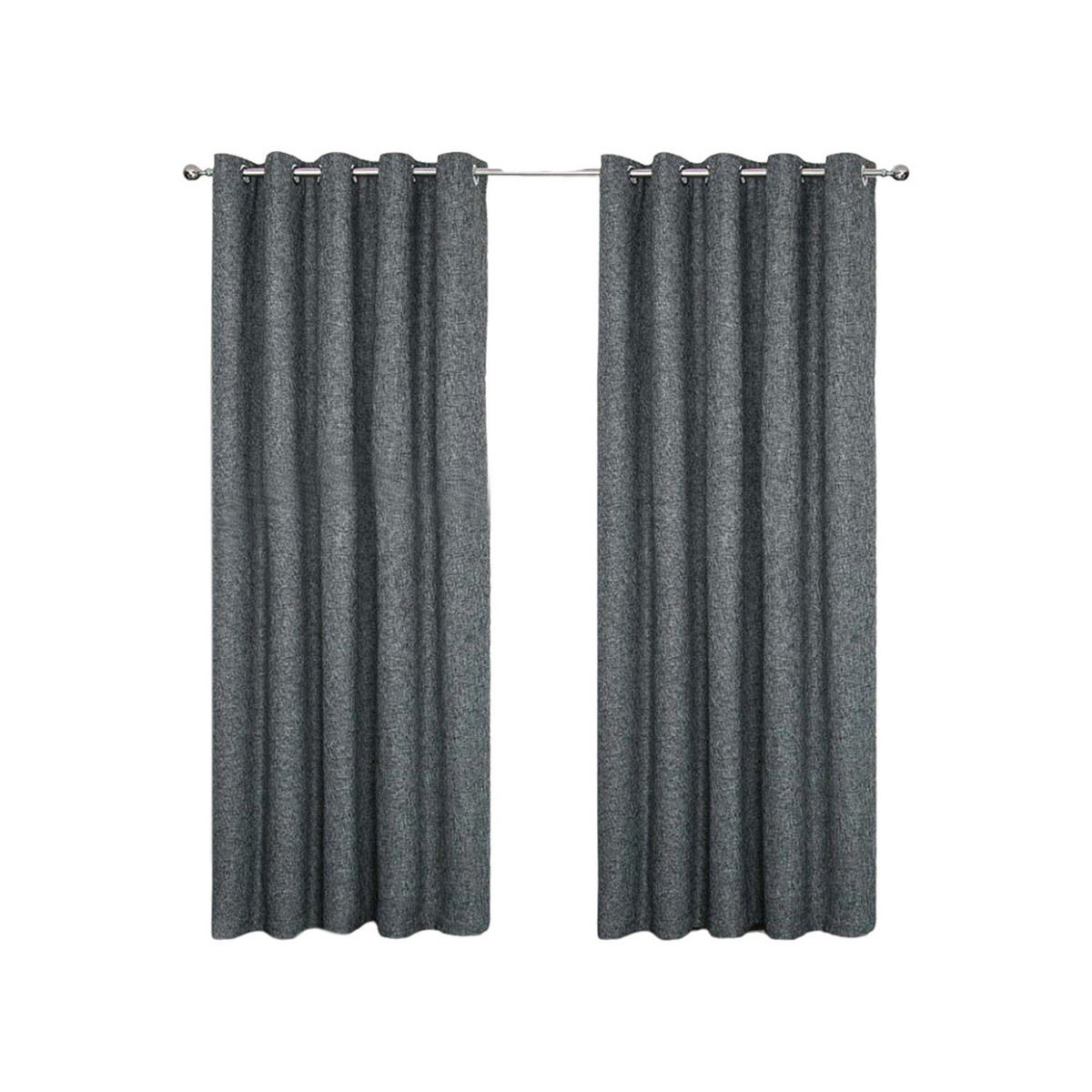 VERDUNKELUNGSVORHÄNGE Bouclé-Stil mit Thermo-Funktion, Ösen 117/137 cm - Dunkelgrau, Textil (117/137cm) - Homescapes