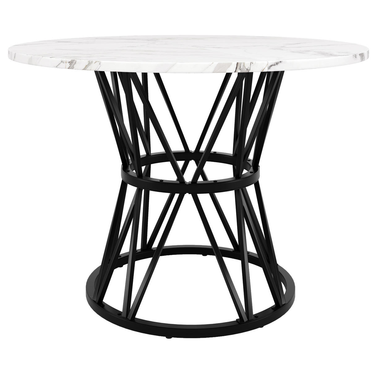 ESSTISCH 100x100x76 cm in Schwarz aus MDF mit Schwarz-Marmoroptik auf Metallgestell mit Stellfüßen - Schwarz, Holzwerkstoff (100/100/76cm) - Modfu