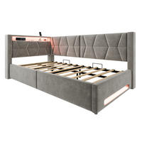 STAURAUMBETT 90/200 cm mit LED, DE-41883, in Grau - Dunkelgrau, Metall (90/200cm) - ComfortXL