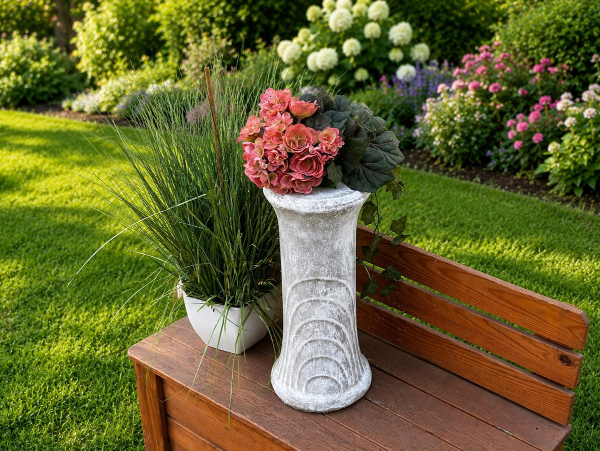 GARTENSÄULE Blumensäule aus Steinguss 40 cm frostfest - Grau, Stein (18/40/18cm) - stoneandstyle