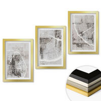 WANDBILDER 3er Set - 20x30 cm Goldrahmen - Graue Holzmaserungsmuster - Goldfarben, Kunststoff (20/30cm) - ArtPrintCave