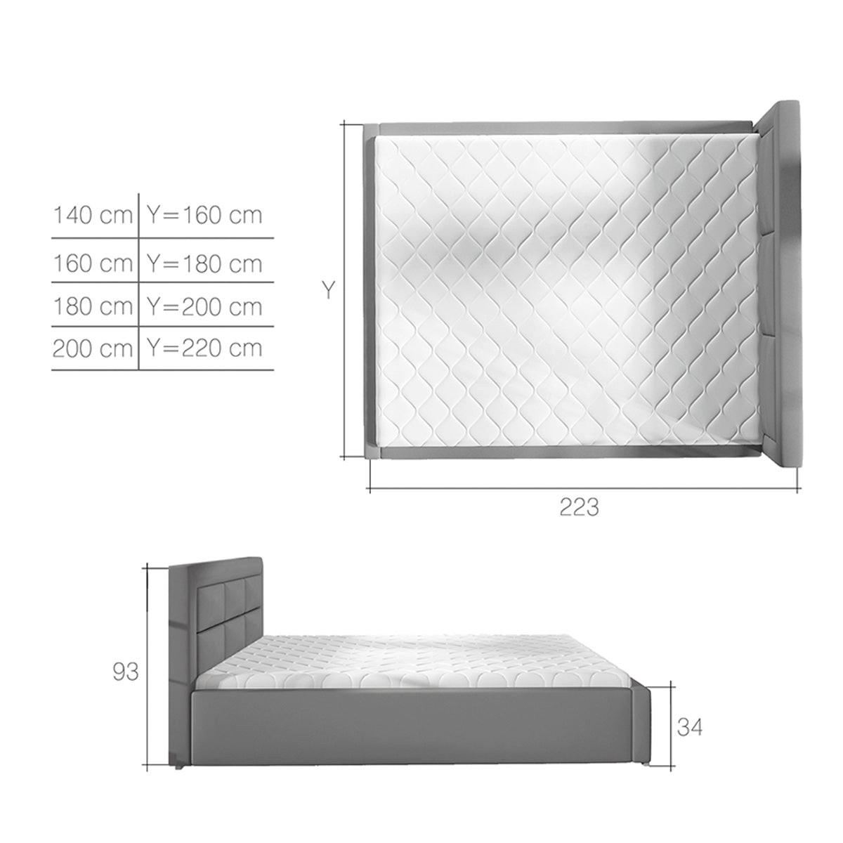 BOXSPRING KREVET 160/200 Nael Sivi - siva, drvo (160/200cm) - Petits-meubles