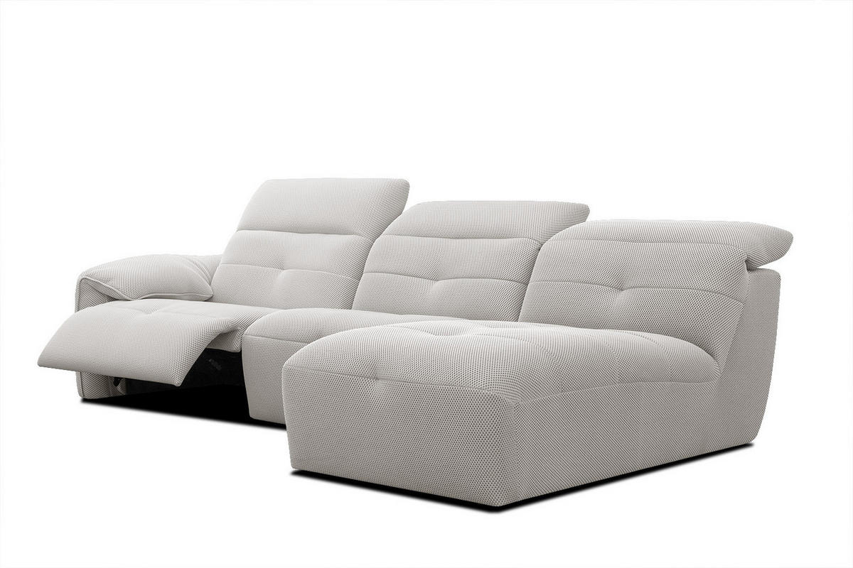 ECKSOFA TRENTO 4-Sitzer mit 1 Relaxfunktion, ecru - Ecru/Schwarz, Holzwerkstoff/Kunststoff (262/165cm) - Courtois Laville