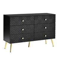 SIDEBOARD mit 6 Schubladen und geometrischem Muster Schwarz - Schwarz, Holzwerkstoff (40/80/120cm) - Urban Meuble