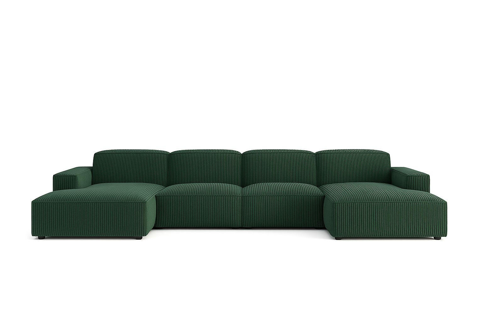 ECKSOFA Cursal U-Form, Stoff Poso, Grün - Grün, Holz (364/166cm) - Kaiser Möbel