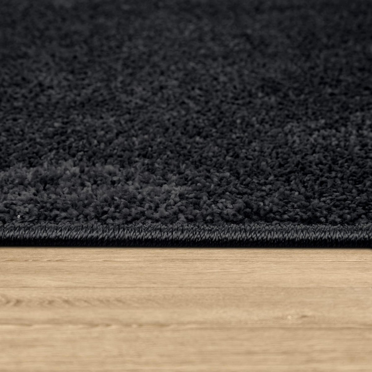 KURZFLORTEPPICH Waschbar, einfarbig, Schwarz, 160 x 220 cm - Schwarz, Textil (160/220cm) - KADIMA DESIGN