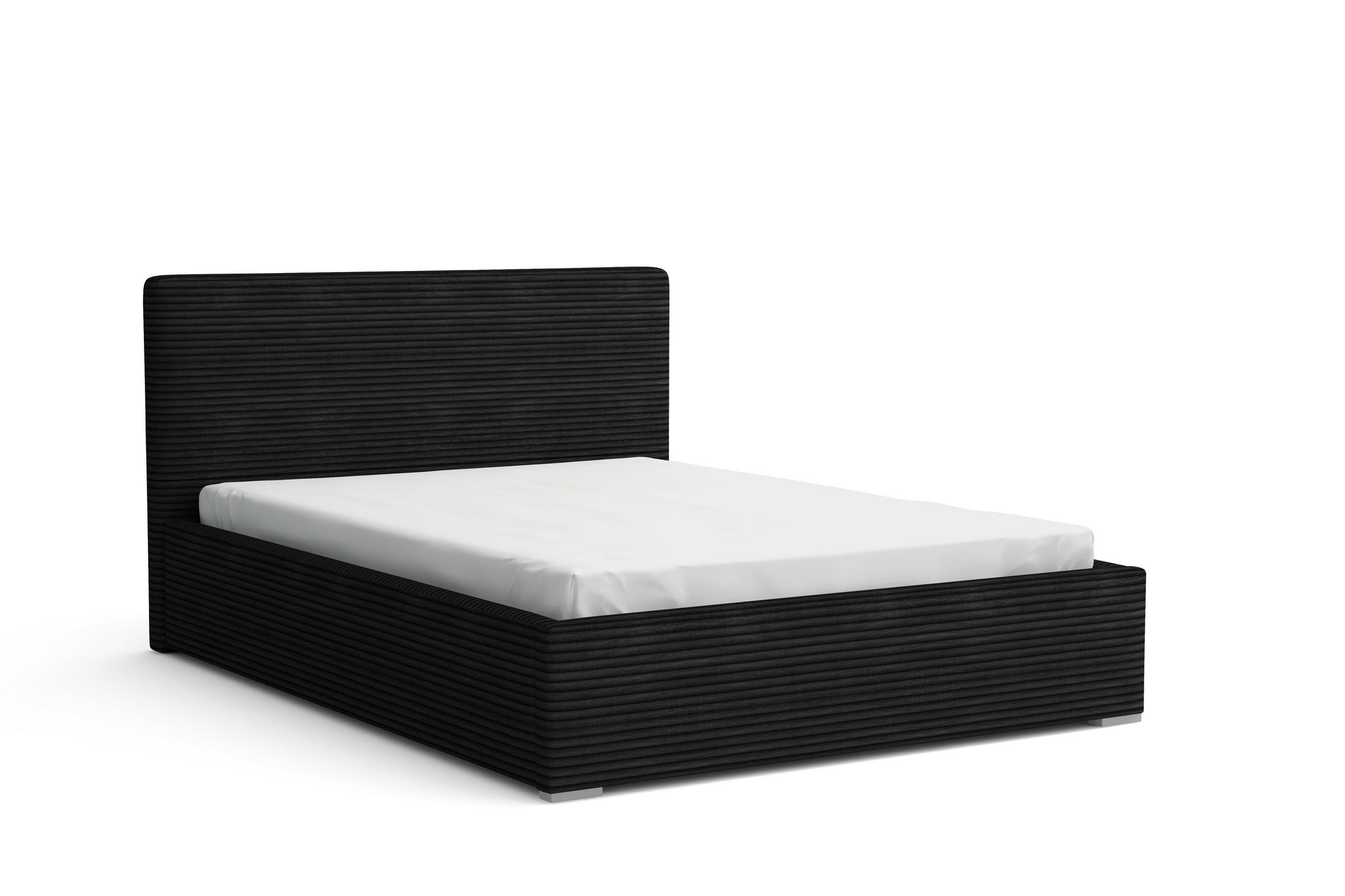 POLSTERBETT SVEN 180/200 in Cord Schwarz - Schwarz, Holz/Holzwerkstoff (180/200cm) - Deine Möbel 24