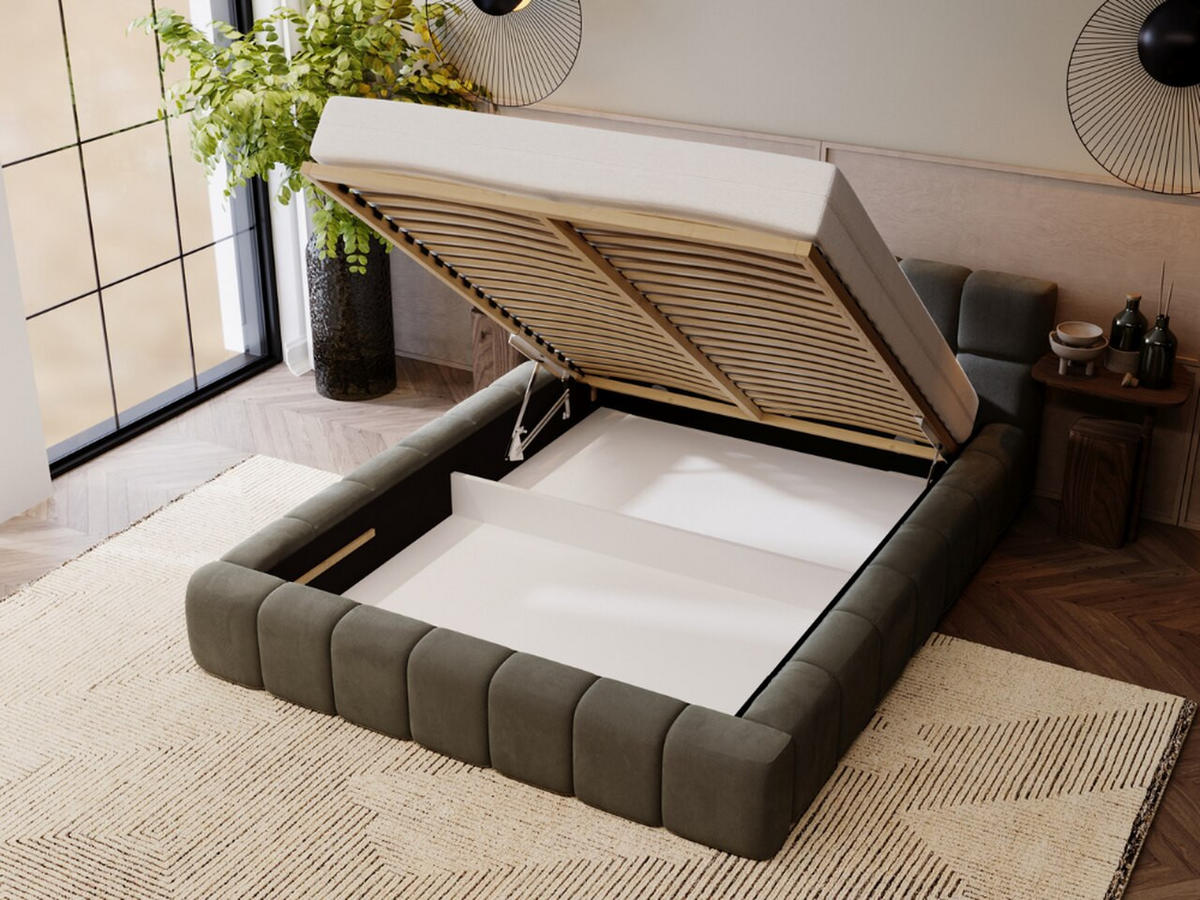 POLSTERBETT Alicante 140x200 Dunkelgrau - Dunkelgrau, Textil (140/200cm) - Graingold