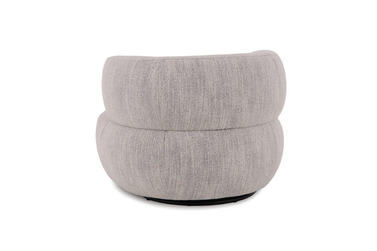 DREHSESSEL Theo, Natur Massiveiche + grauer Stoff - Grau, Holz (91/71/86cm) - WOODEK