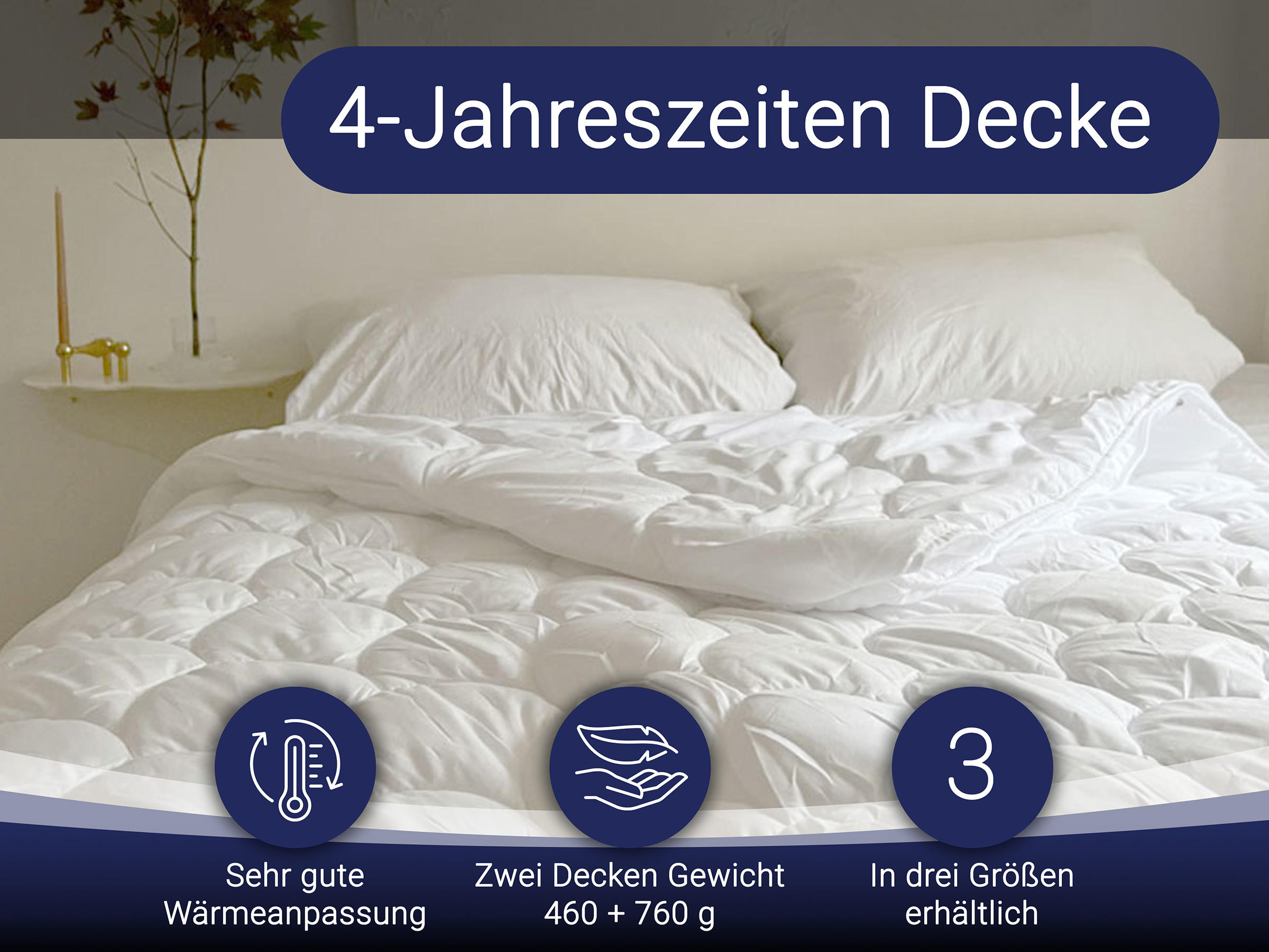 ZOLLNER Bettdecke 135x220 Cm – Atmungsaktiv, Hautfreundlich, Karosteppung, Waschbar Bis 60°C, Hotelqualität, OEKO-TEX®