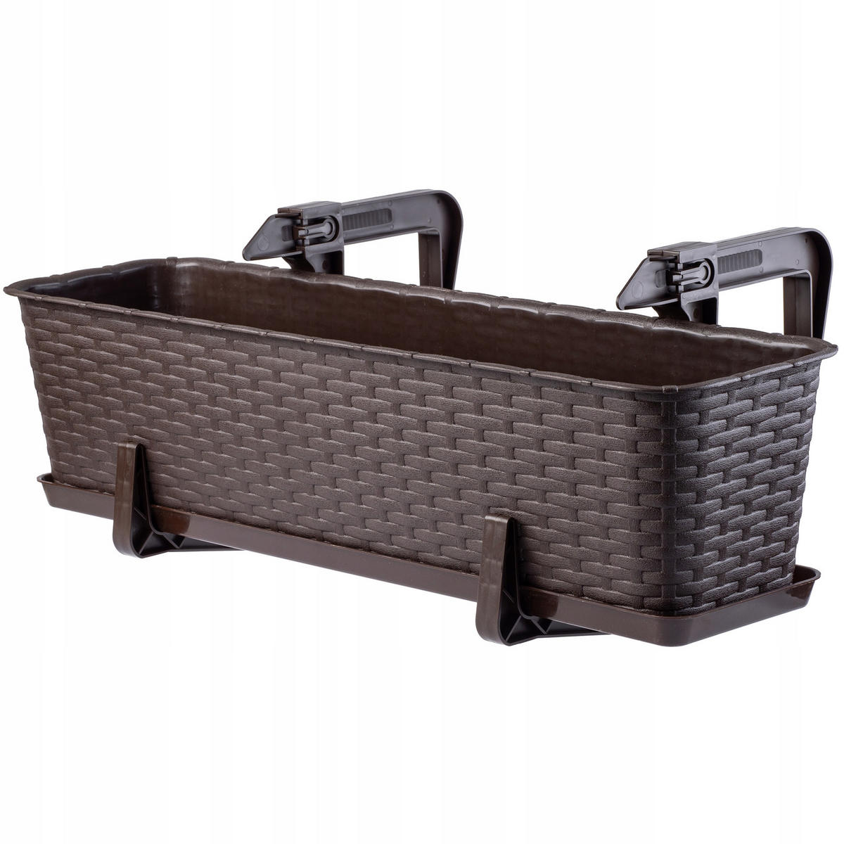Blumentopf mit Untersetzer und 2 Griffe 60 cm, Braun - Braun, Kunststoff (17/60cm) - KADAX