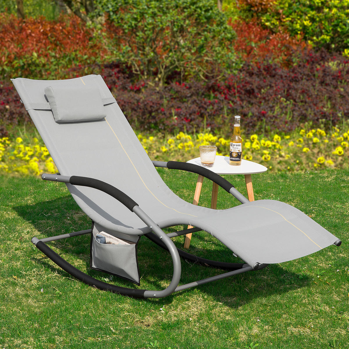 SONNENLIEGE Hellgrau - Grau, Metall (63/83/150cm) - SoBuy