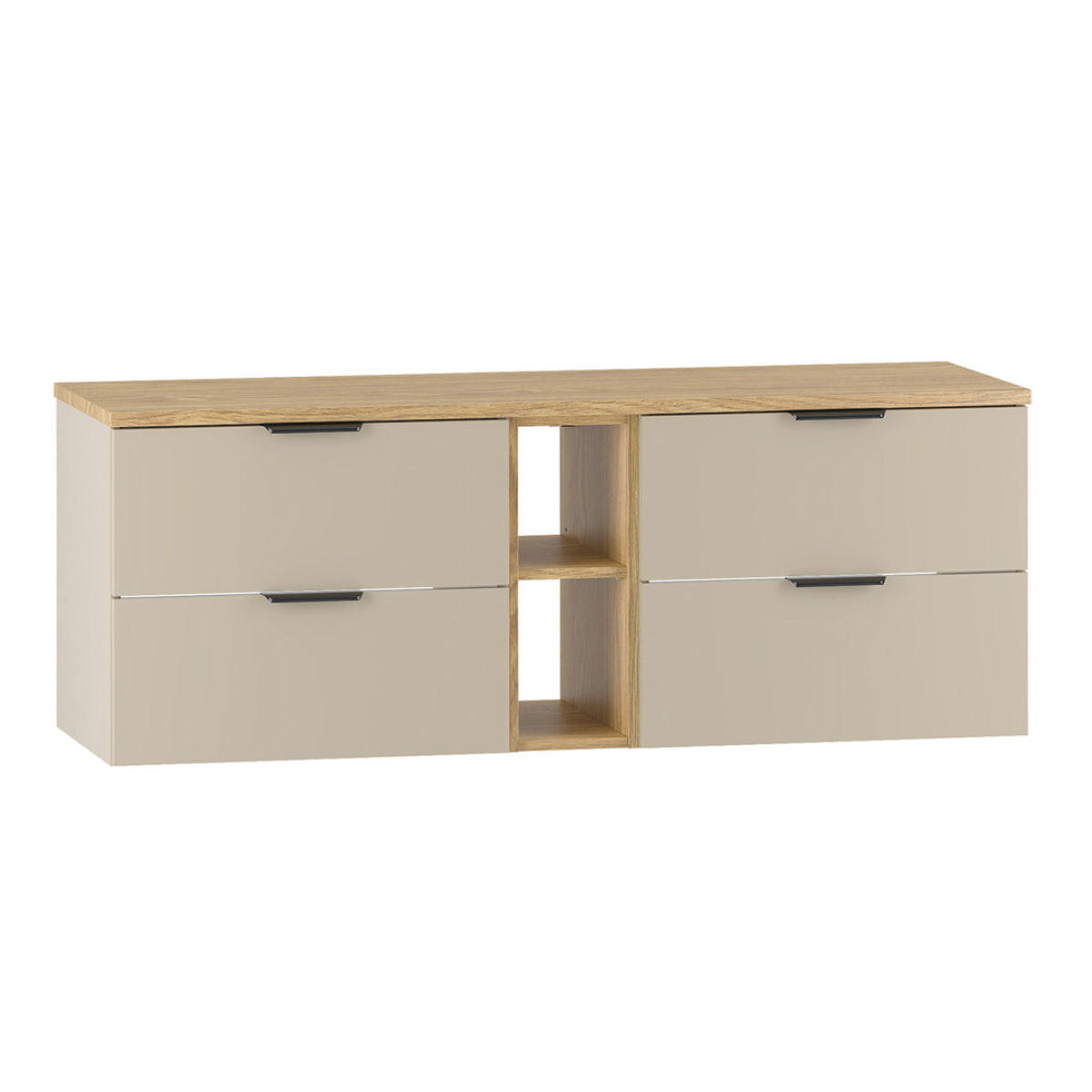 WASCHTISCHUNTERSCHRANK 140.6cm Astrid Kaschmir und Holz - Beige, Holzwerkstoff (140.6/52.2/46.5cm) - Petits-meubles