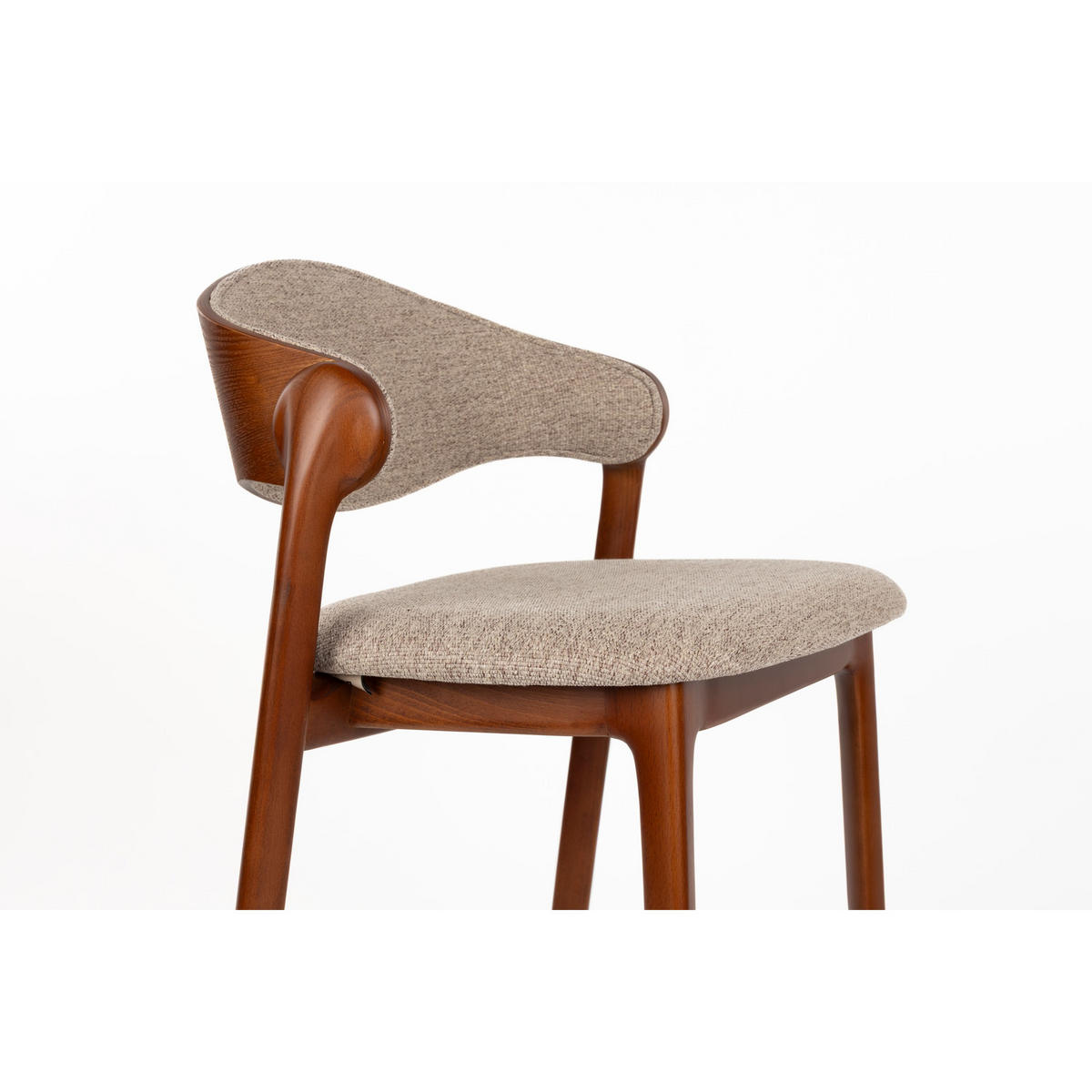 BARHOCKER Babington Rückenlehne 65 cm Walnuss - 2 er Set - Beige/Braun, Holz (57.7/91.5/51.4cm) - Dutchbone