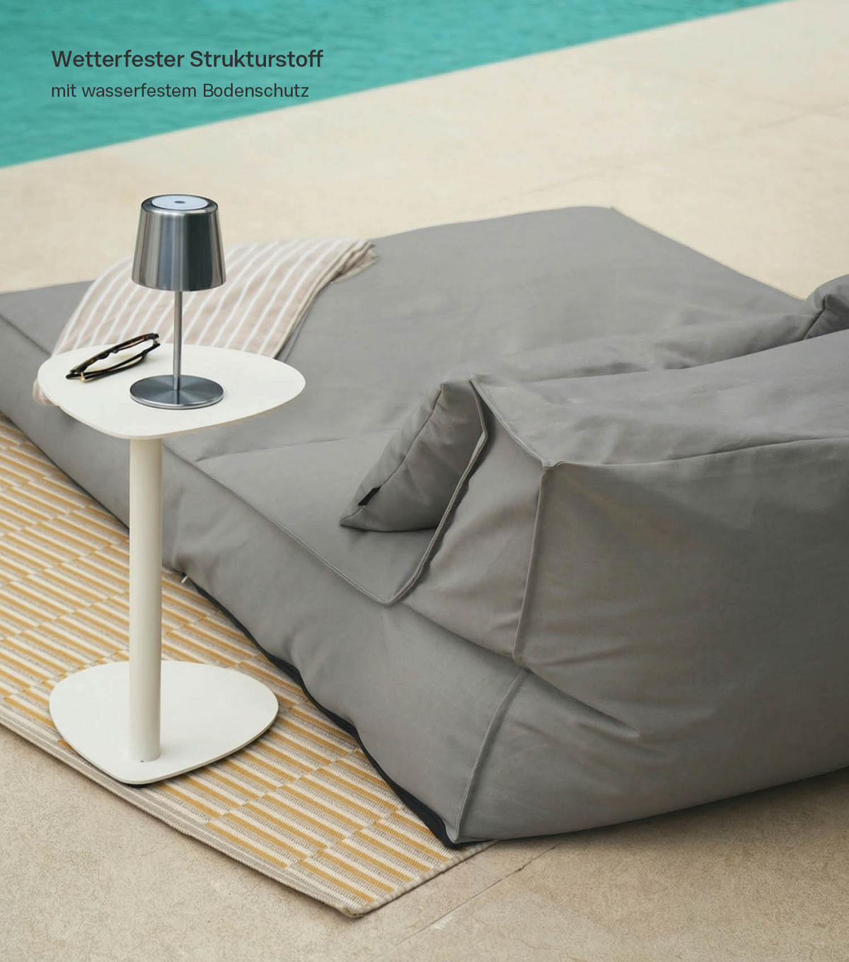 OOUTDOOR-LOUNGE Das Daybed - Dunkelgrau, Textil (130/55/150cm) - Mokebo