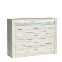 KOMMODE ZERI 108,5/103,5/42cm mit 4 Schubladen 1 Türen Eiche Bianco - Eiche Bianco, Holzwerkstoff (108.5/103.5/42cm) - MASSENO