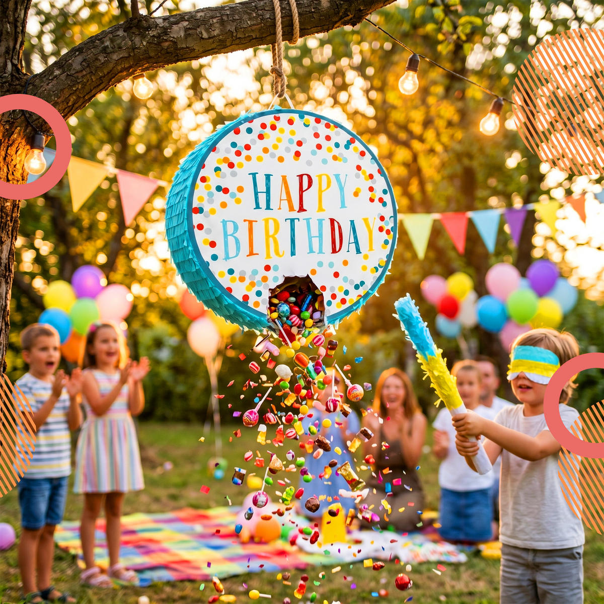 PINATA - Multicolor, Papier/Wellpappe (40/40/9cm) - Relaxdays
