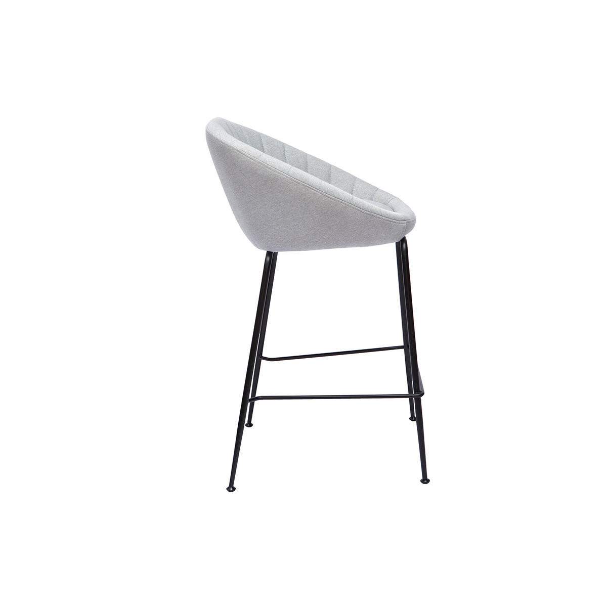 BARHOCKER Hellgrauer Stoff 65 cm 2er-Set SHERU - Hellgrau, Textil (50.5/88.5/51cm) - Miliboo