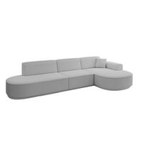 ECKSOFA Ottomane Rechts MARI-L2-v3 - 317x163x81 cm Hellgrau Bouclé - Hellgrau/Schwarz, Holzwerkstoff/Kunststoff (317/163cm) - ALTDECOR