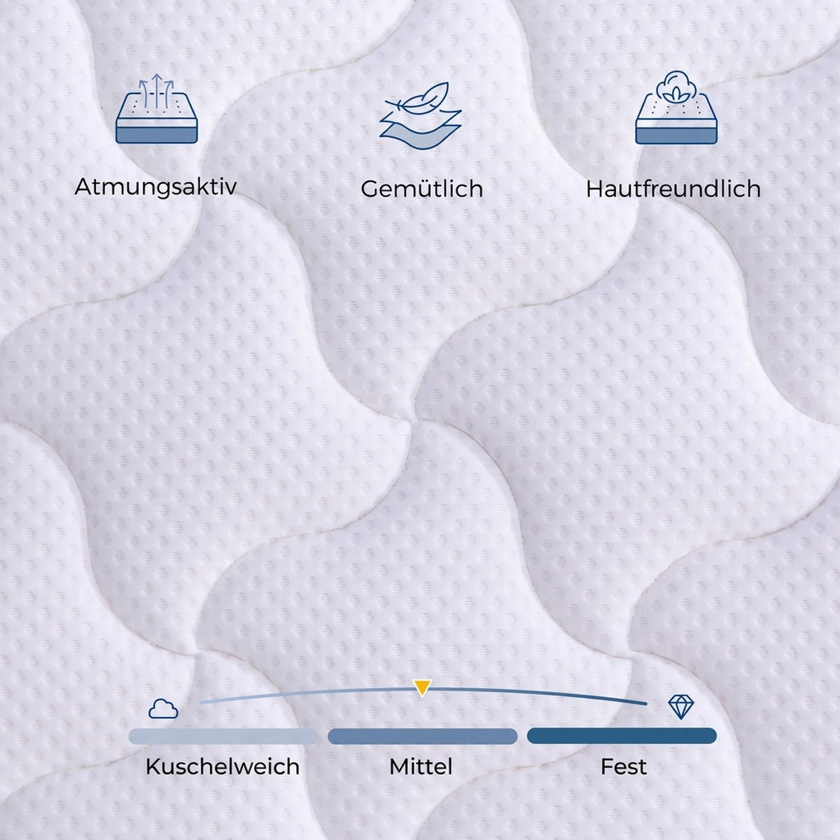 TASCHENFEDERKERNMATRATZE 140/200 cm Weiß, Härte H3 - Weiß, Textil (140/200cm) - Oxeza