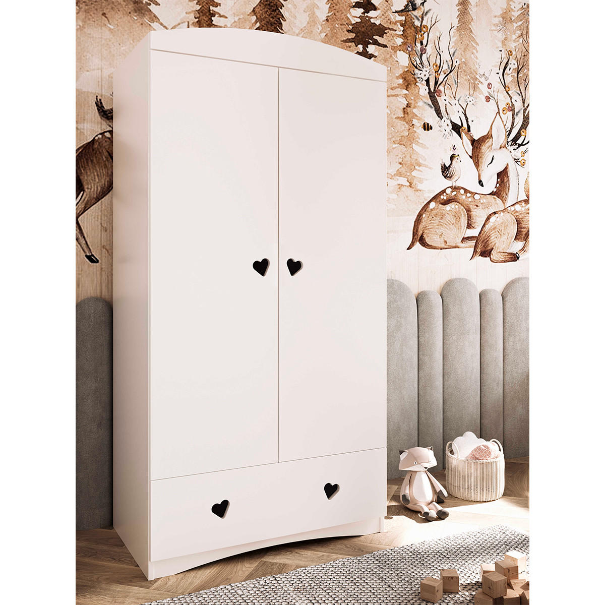 SCHRANK 2 Türen Weiß - Weiß, Holzwerkstoff (90/187/57cm) - Petits-meubles