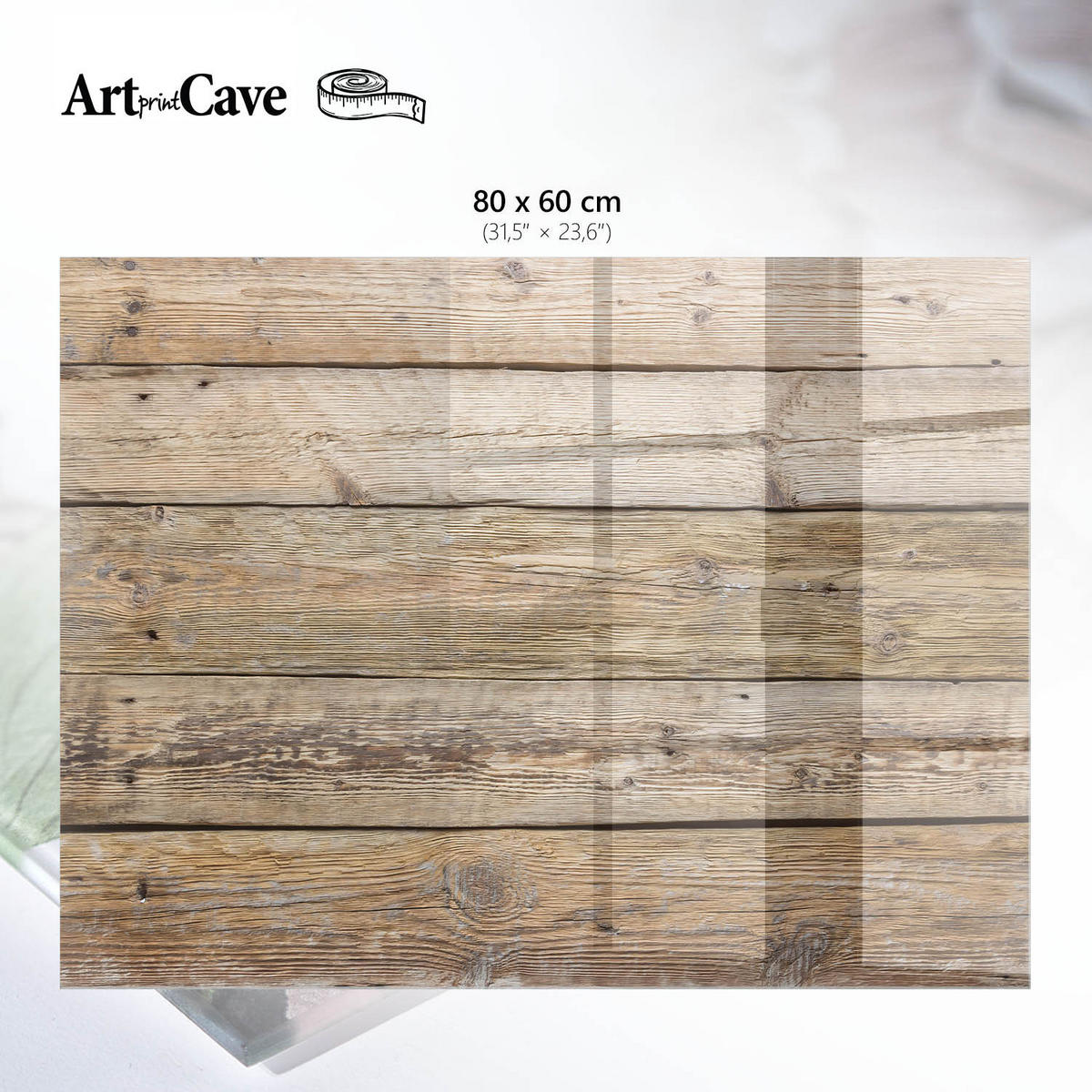 GLASPLATTE 80x60 cm – Holzwand - Braun, Glas (0.4/80/60cm) - ArtPrintCave