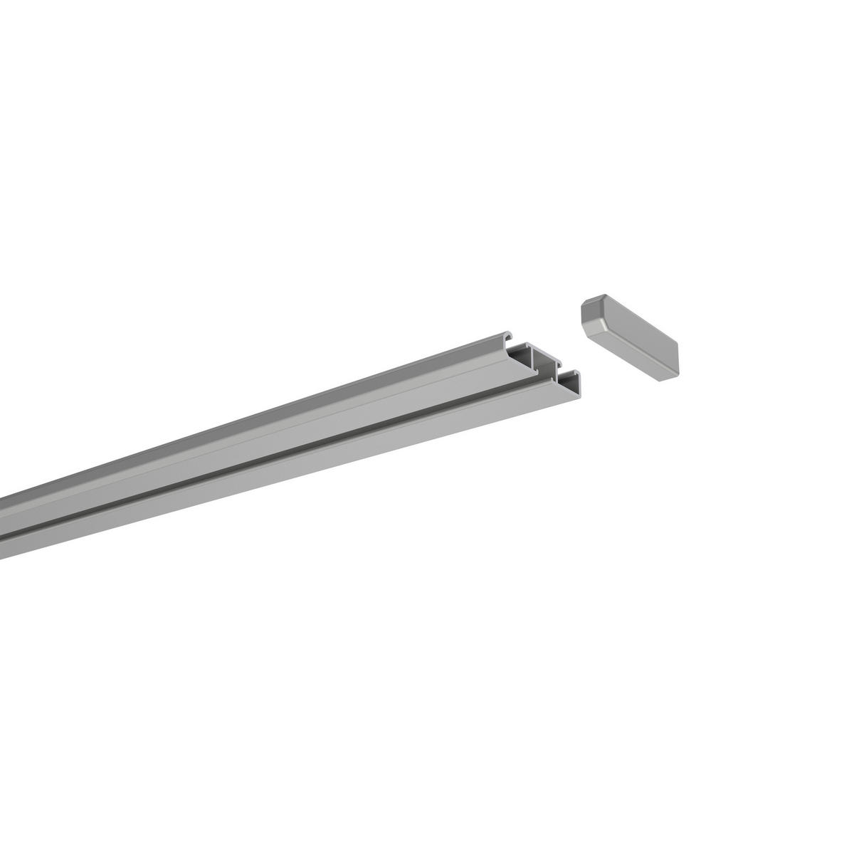 GARDINENSCHIENE Slimline 160 cm, 1-/2-läufig Silbergrau - Silberfarben/Alufarben, Metall (4/1.1/160cm) - INTERDECO