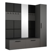 GARDEROBENSCHRANK MODULO 201,2/204/40 cm Modern Garderobe-Set Grau - Schwarz/Grau, Holzwerkstoff (201.2/204/40cm) - MASSENO