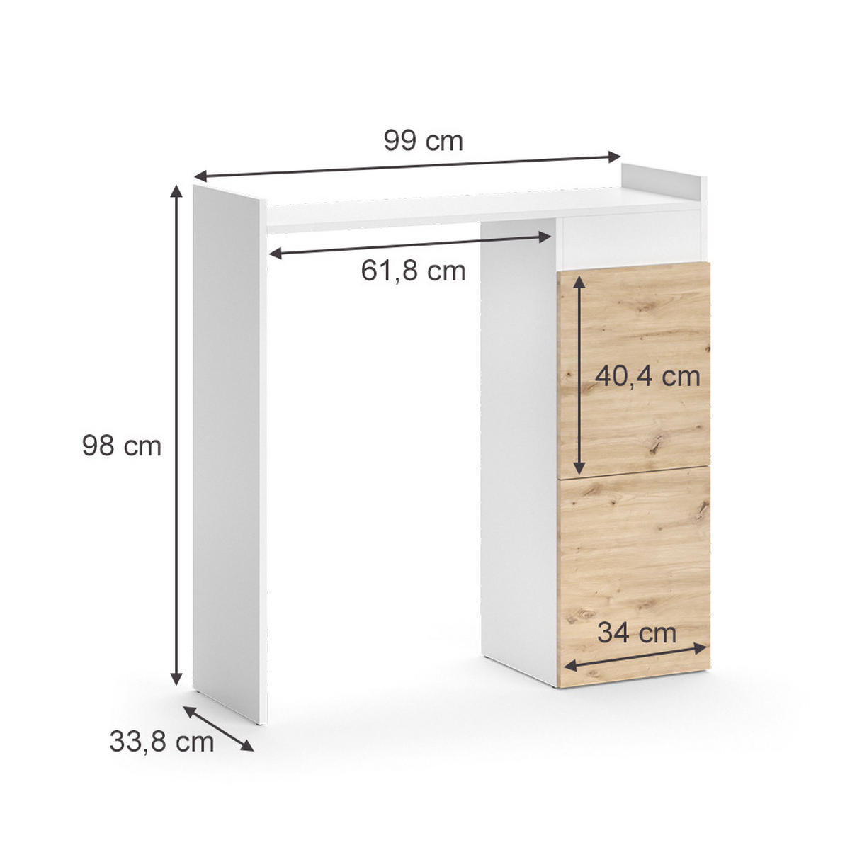 WASCHMASCHINENSCHRANK Alf Weiß 99 x 98 cm mit 2 Schubladen - Weiß, Holzwerkstoff (99/98/33.8cm) - Vicco