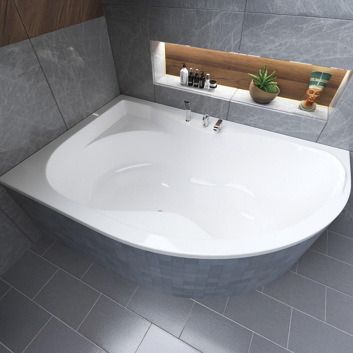 BADEWANNE Eckwanne DORA 170/110 Links mit Styro Ablauf Füße - Weiß, Kunststoff (110/59.5/170cm) - bad land
