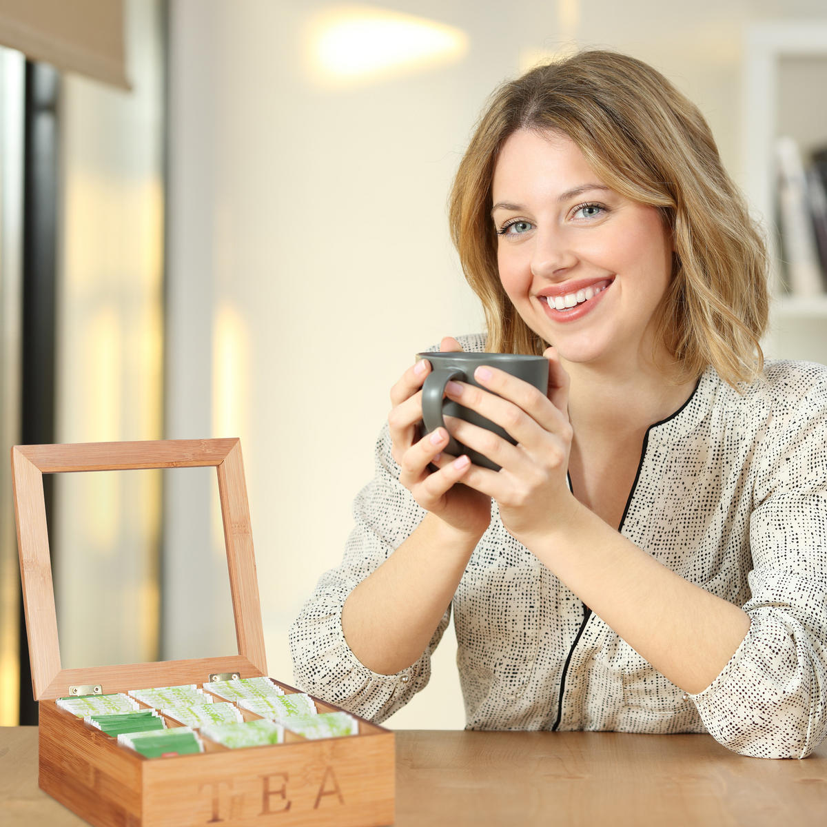 TEEBOX - Hellbraun, Holz/Kunststoff (22/8.5/22cm) - Relaxdays