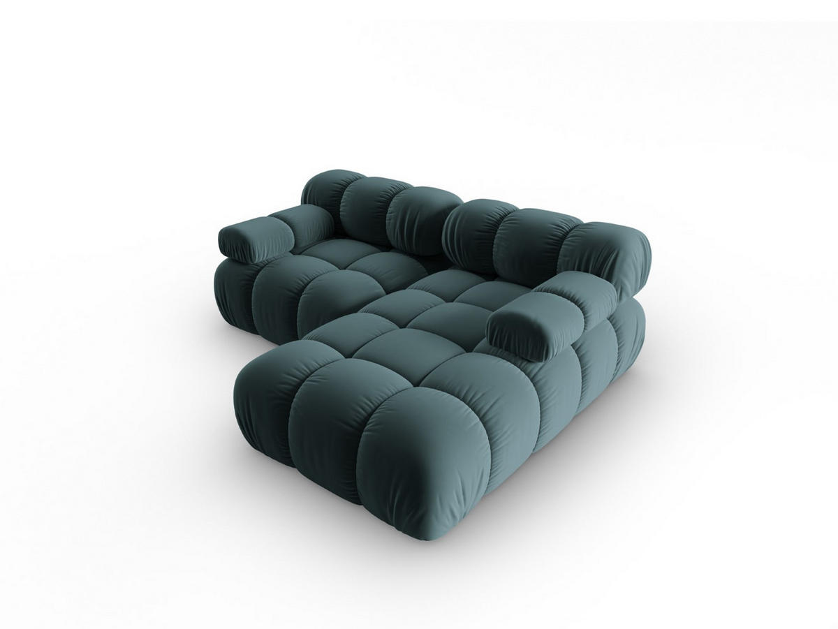 MODULARES-ECKSOFA rechts Bellis aus Samt petrol 3 Sitzplätze - Petrol, Textil (157/191cm) - Micadoni