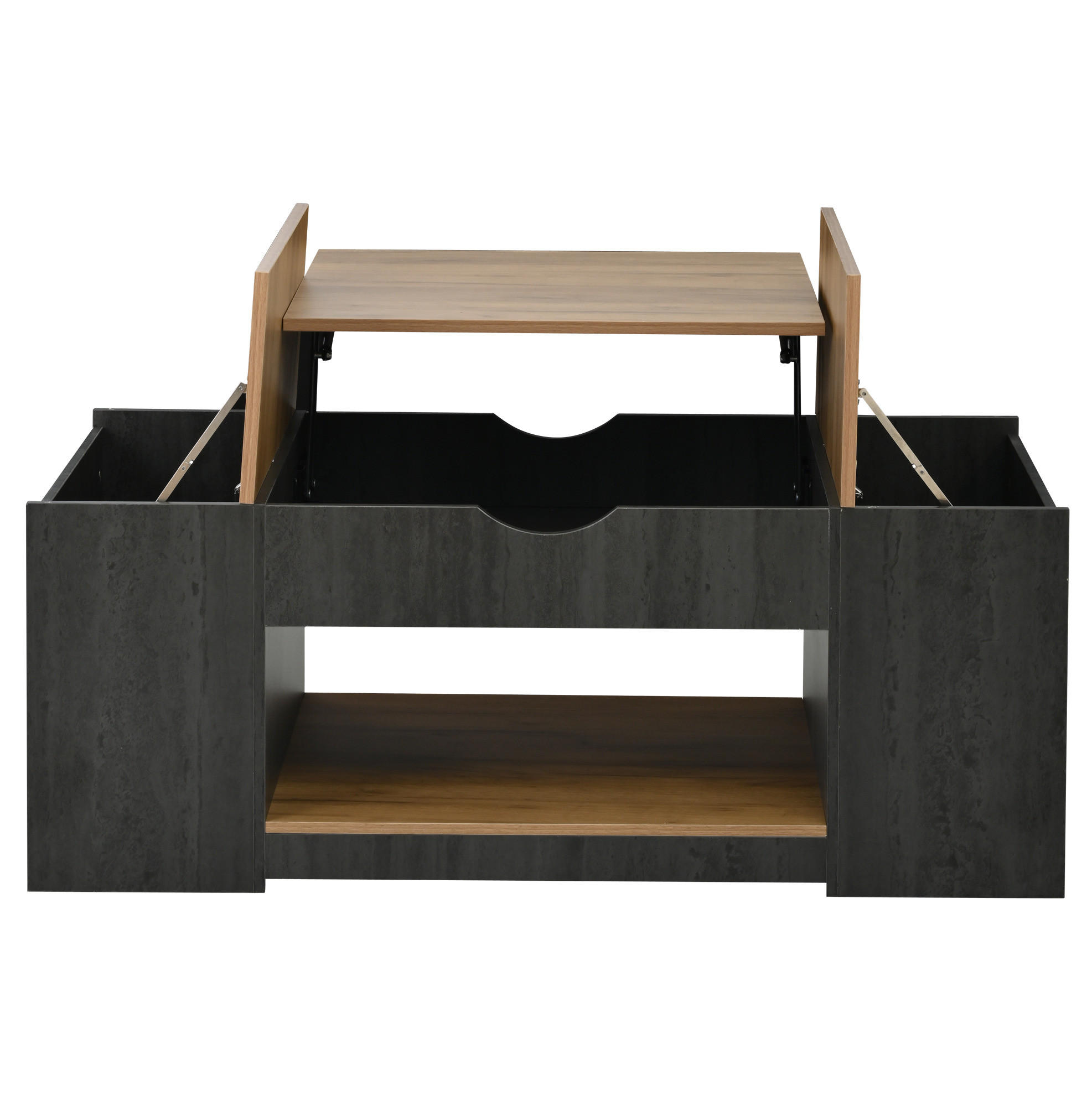 COUCHTISCH 109,5/59,7/43 cm grau braun aus Holzwerkstoff mit Liftfunktion und Stauraum - Grau, Holzwerkstoff (109.5/59.7/43cm) - OKWISH