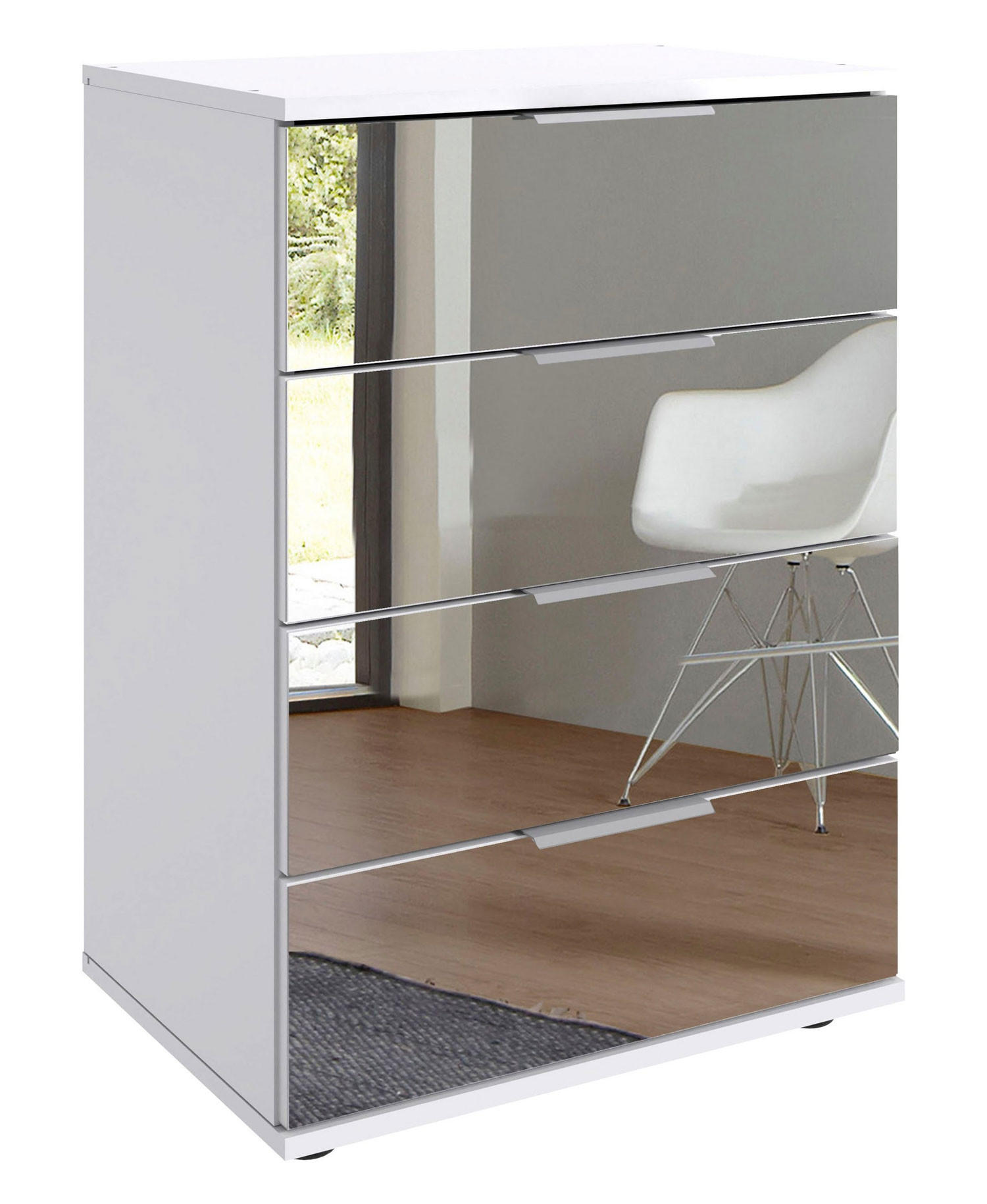NACHTKONSOLE Saigon weiß / Spiegel 46 / 38 / 74cm - Weiß/Grau, Holz/Holzwerkstoff (46/74/38cm) - Wimex