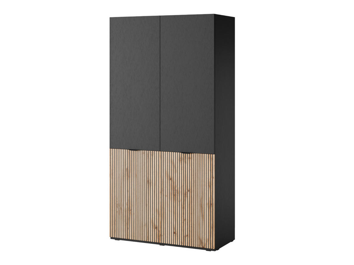 DREHTÜRENSCHRANK ATELIO 202/200/51 cm Modern Kleiderschrank 4-türig Schwarz - Schwarz, Holzwerkstoff (202/200/51cm) - MASSENO
