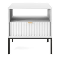 NACHTSCHRANK Vellore Weiß mit Metallbeinen 54 cm - Goldfarben/Schwarz, Holzwerkstoff/Metall (54/56/39cm) - Selsey