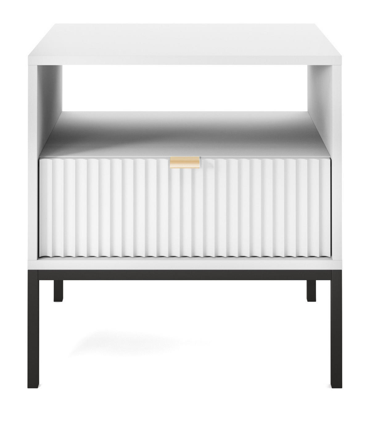 NACHTSCHRANK Vellore Weiß mit Metallbeinen 54 cm - Goldfarben/Schwarz, Holzwerkstoff/Metall (54/56/39cm) - Selsey